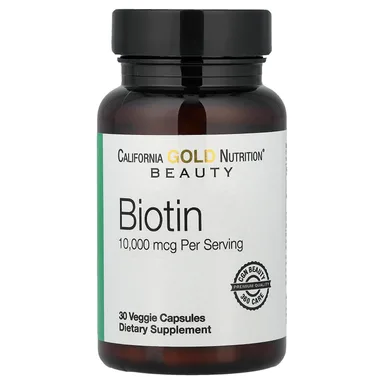 Фото товара: Биотин California Gold Nutrition, 10000 мкг, 30 растительных капсул