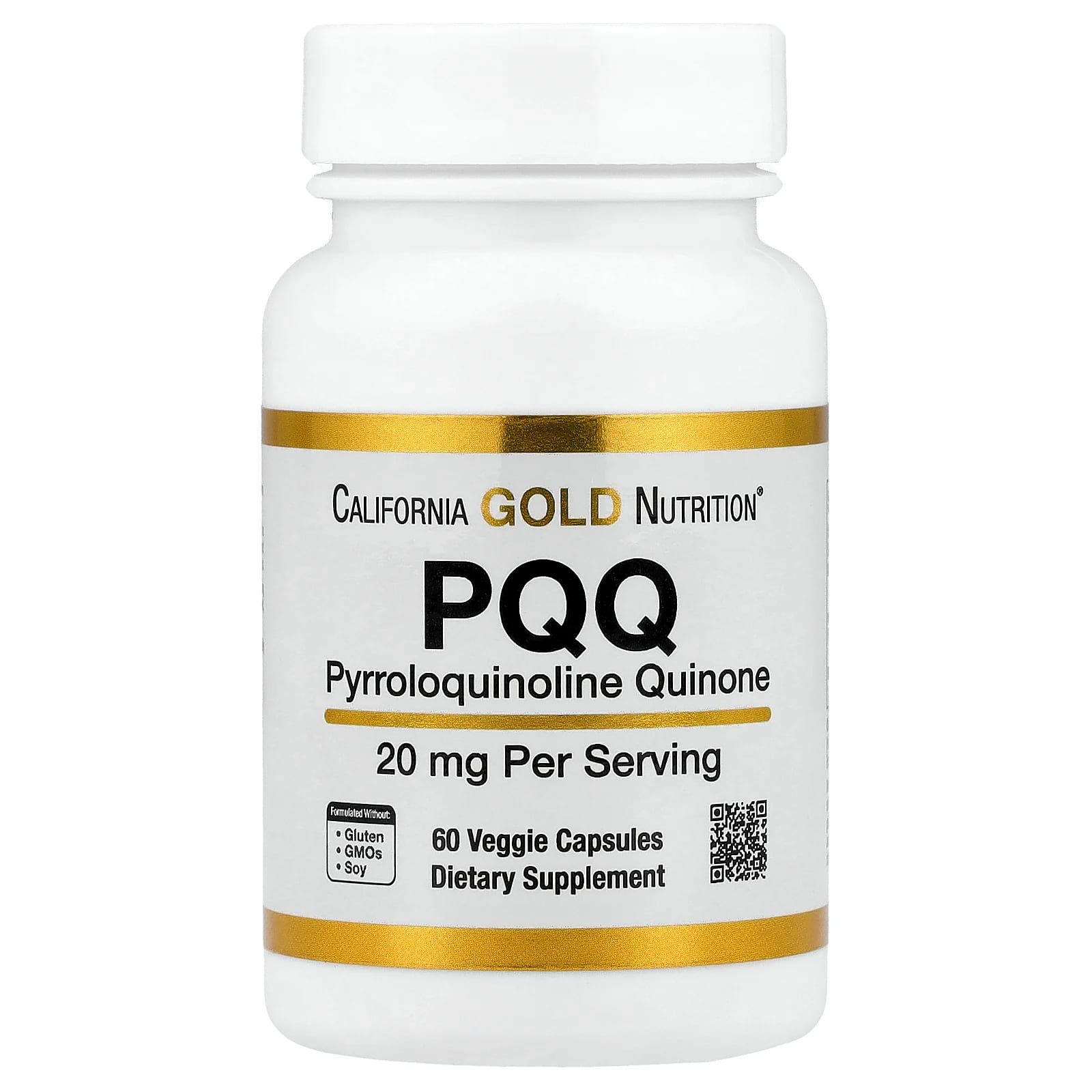 PQQ (пирролохинолинхинон) California Gold Nutrition, 20 мг, 60 растительных капсул — фото 3