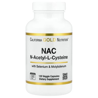 Селен California Gold Nutrition N-Acetyl-L-Cysteine with Molybdenum and, 120 растительных капсул