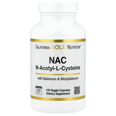 Фото товара: Селен California Gold Nutrition N-Acetyl-L-Cysteine with Molybdenum and, 120 растительных капсул