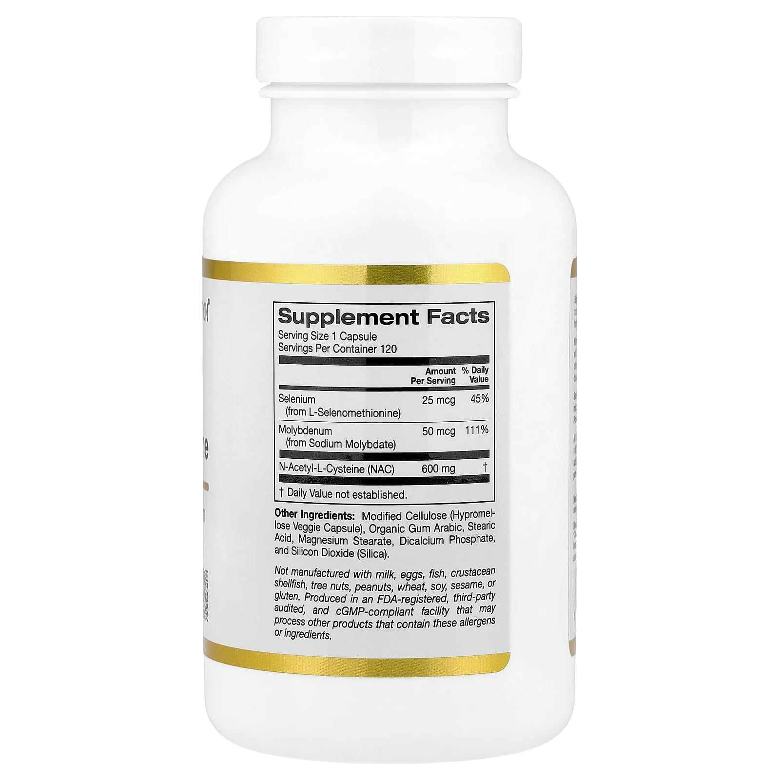 Селен California Gold Nutrition N-Acetyl-L-Cysteine with Molybdenum and, 120 растительных капсул — фото 5