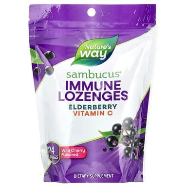Бузина Nature's Way Sambucus® Immune Vitamin C, вкус Wild Cherry, 24 пастилок
