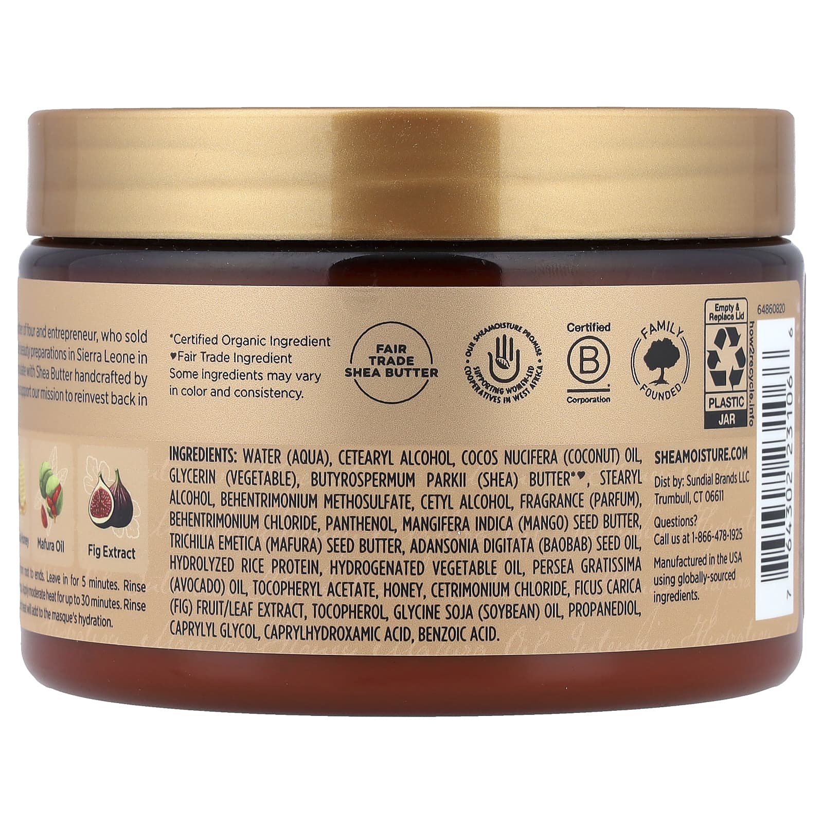 Маска для волос SheaMoisture Manuka Honey & Mafura Oil Intensive Hydration, 326 г, масло — фото 2