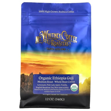 Кофе Mt. Whitney Coffee Roasters Organic Ethiopia Guji Whole Bean Medium Roast, 340 г