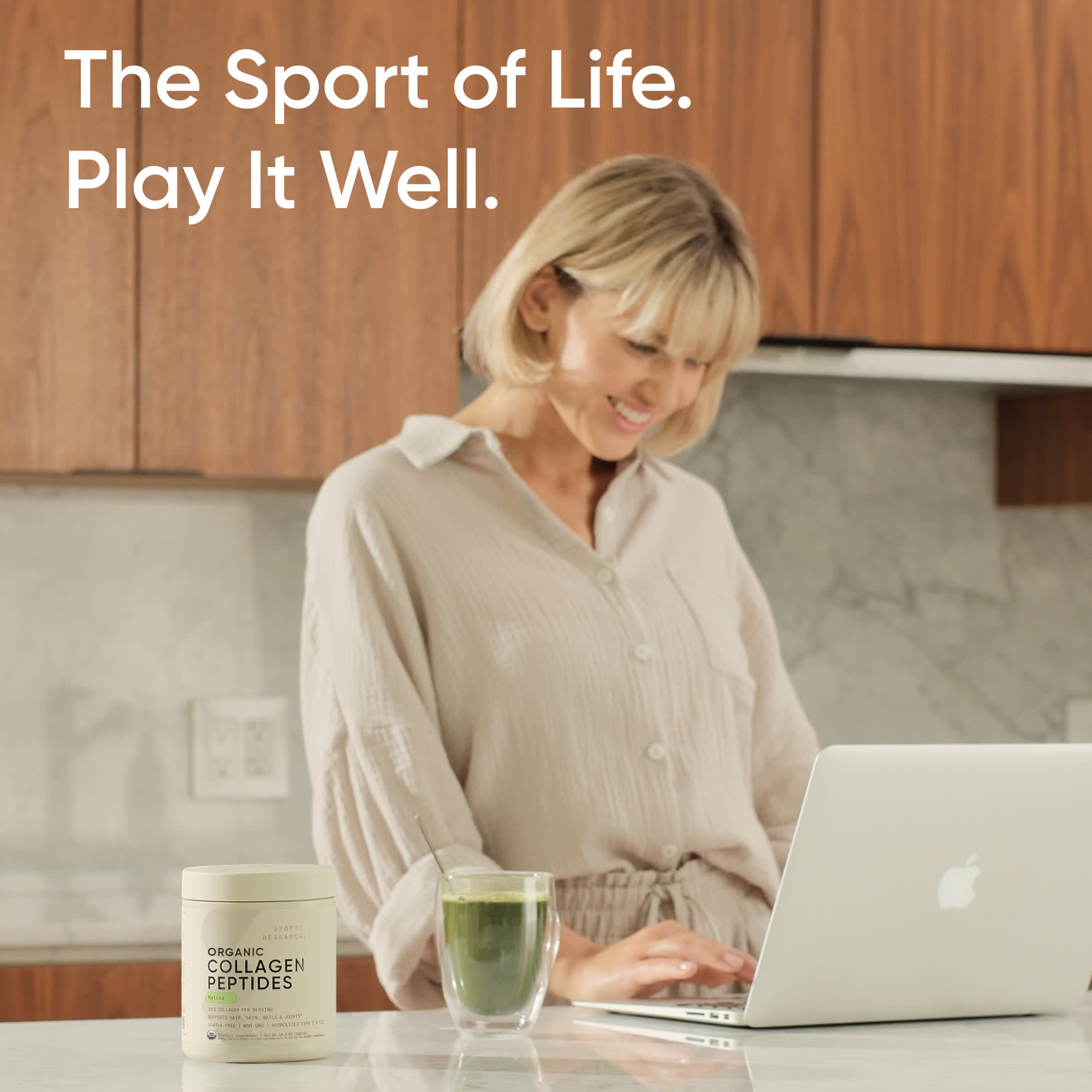 Коллаген Sports Research Organic Peptides, оттенок Matcha, 288 г — фото 5