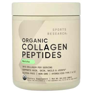 Фото товара: Коллаген Sports Research Organic Peptides, Matcha, 288 г