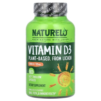 Витамин D3 NATURELO 180 Easy Swallow Capsules, 125 мкг (5000 МЕ), капсулы