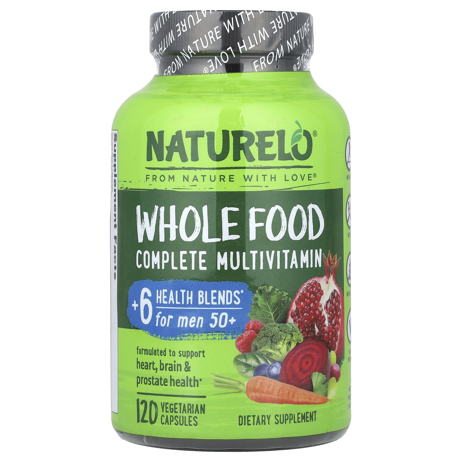 Мультивитамины NATURELO Whole Food Complete For Men 50+, 120 растительных капсул
