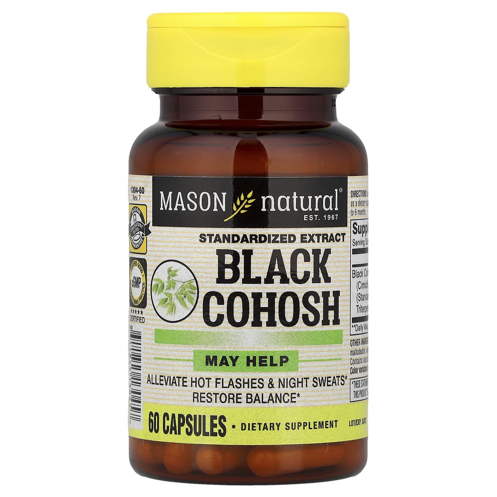 Корень клопогона Mason Natural Standardized Extract, 40 мг, 60 капсул