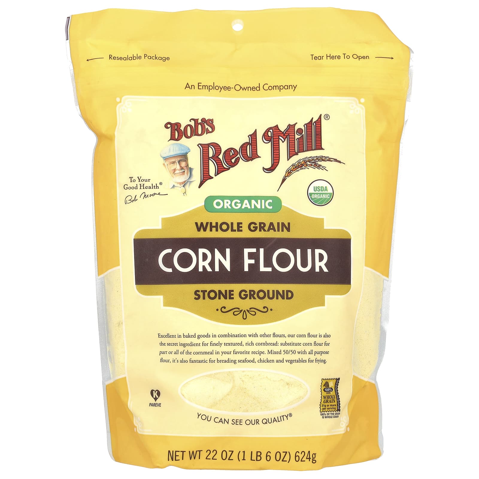 Мука Bob's Red Mill Organic Whole Grain Corn, 624 г