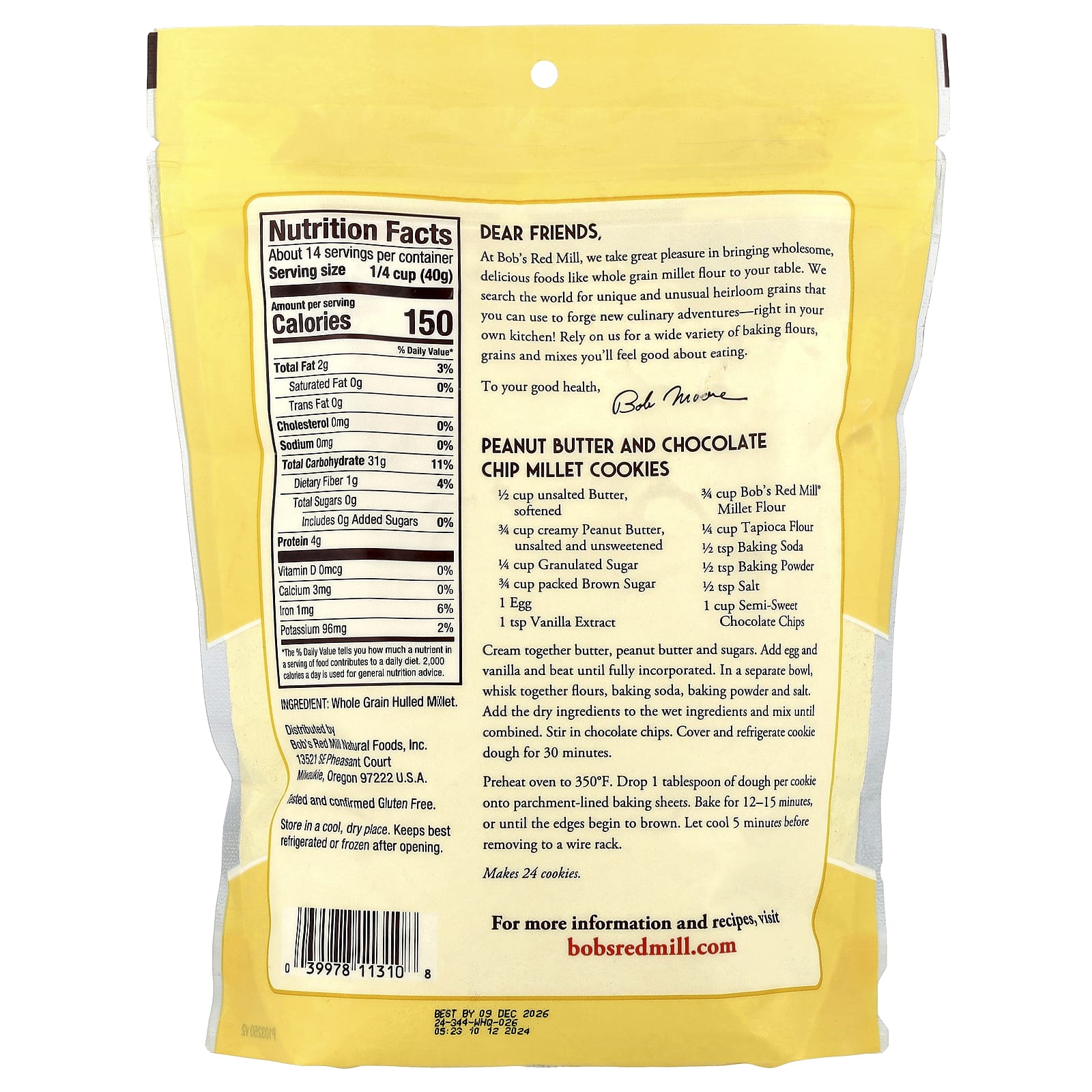 Мука Bob's Red Mill Stone Ground Millet Whole Grain, 567 г — фото 2