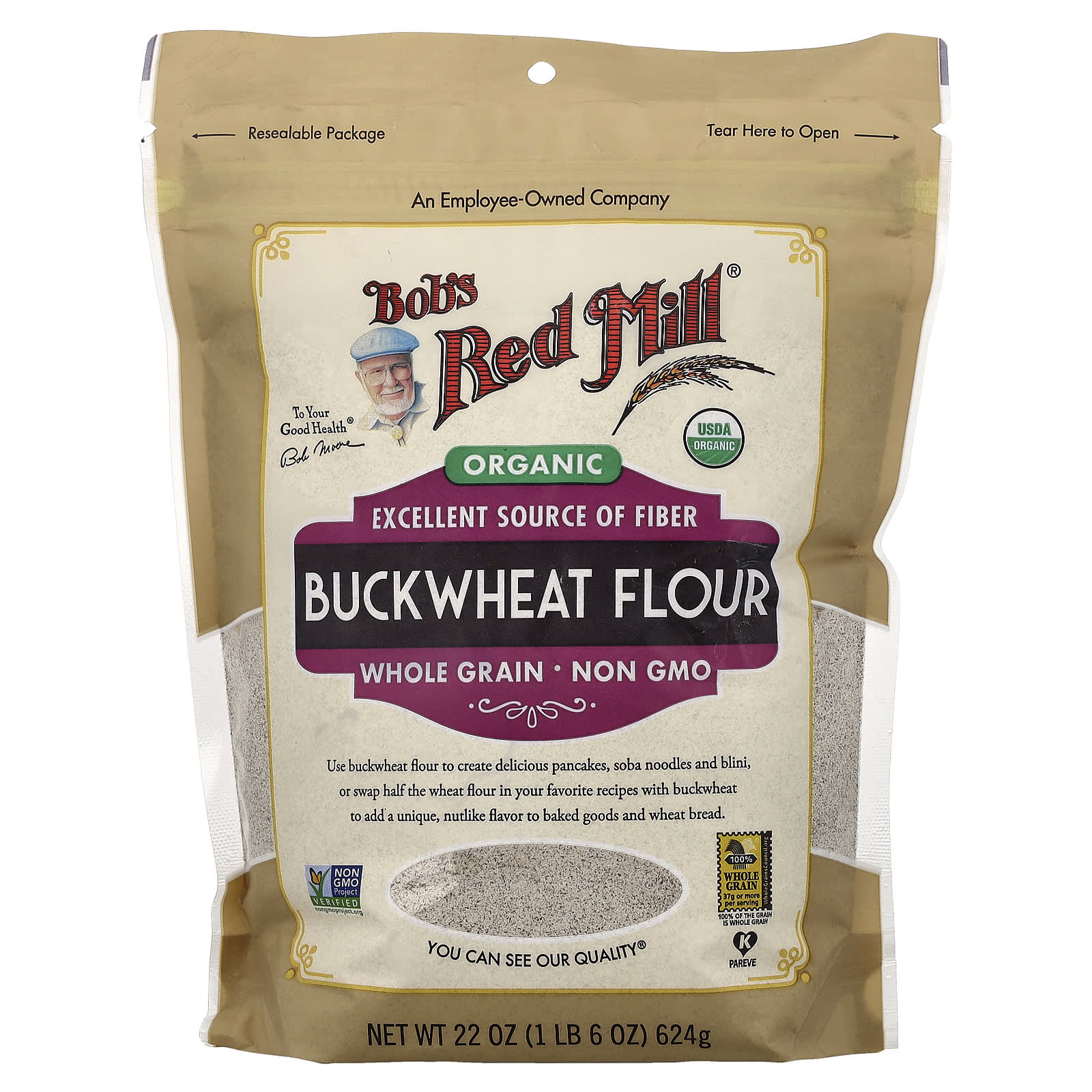 Мука Bob's Red Mill Organic Buckwheat Whole Grain, 624 г
