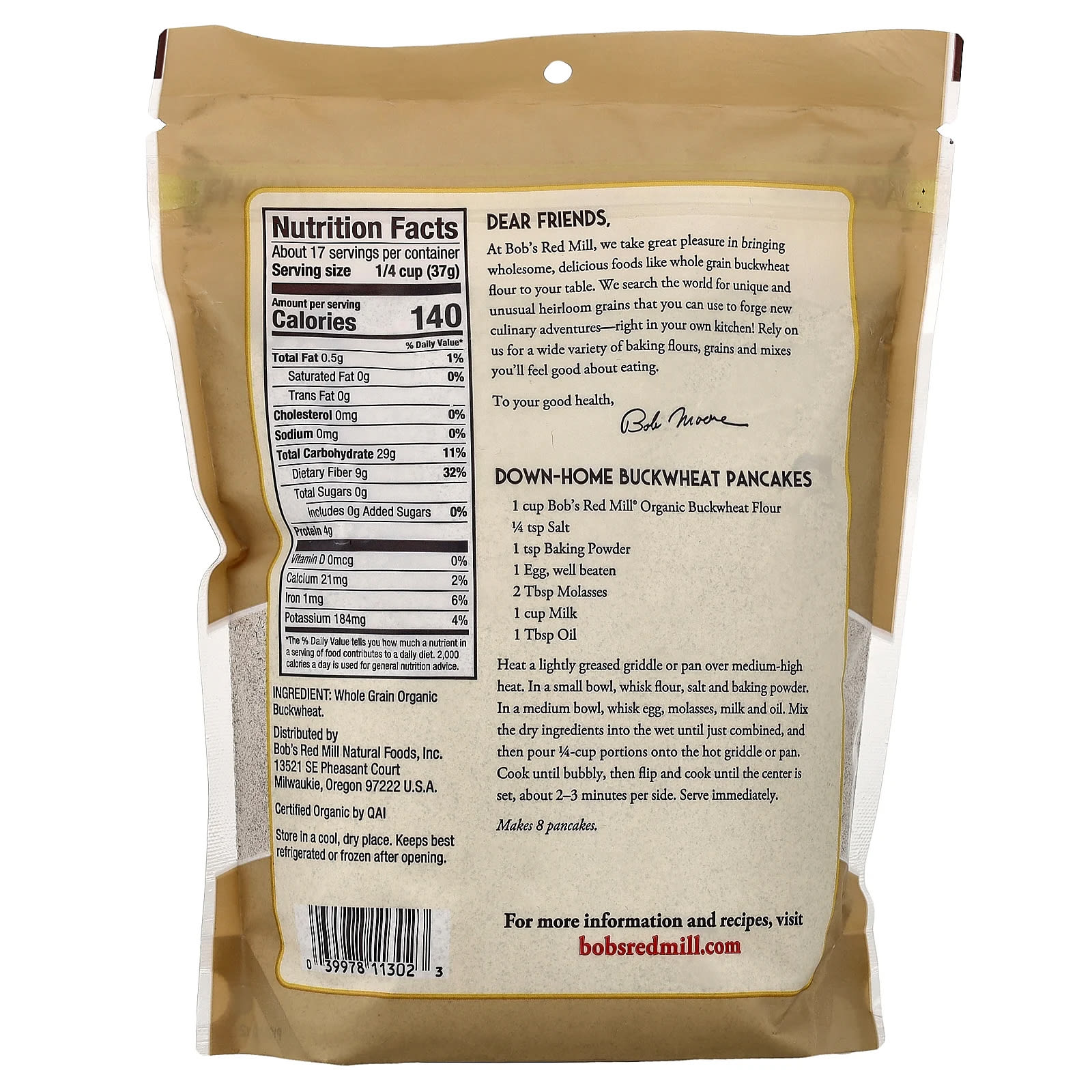 Мука Bob's Red Mill Organic Buckwheat Whole Grain, 624 г — фото 2