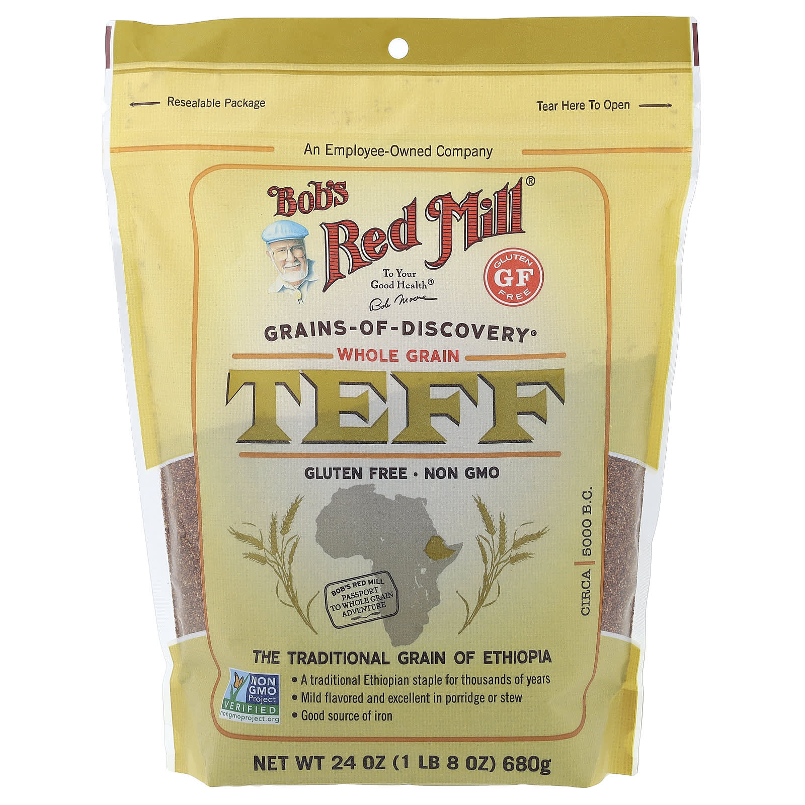Тефф, цельнозерновой, 680 г (24 унции) Bob's Red Mill