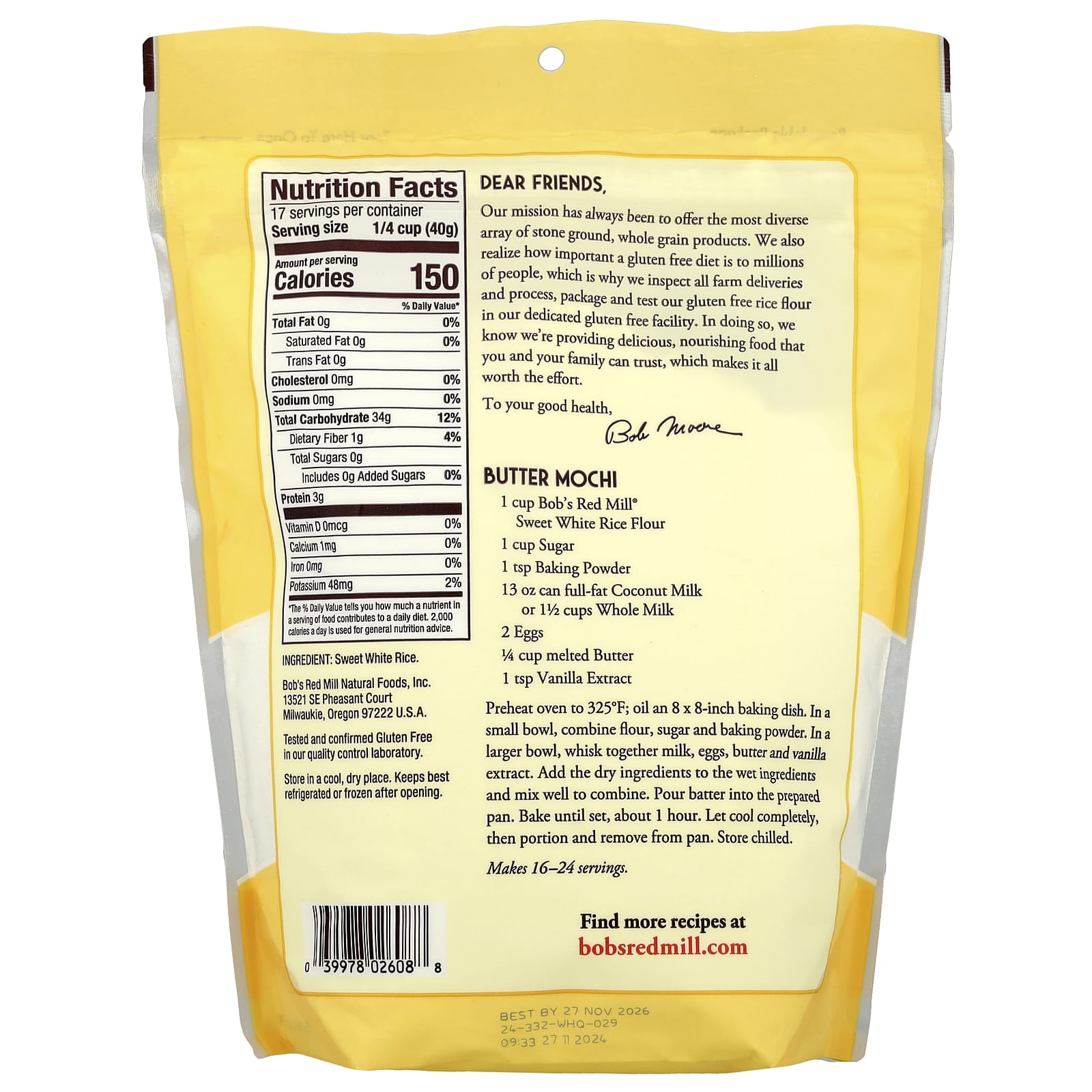 Мука Bob's Red Mill Sweet White Rice, 680 г — фото 2