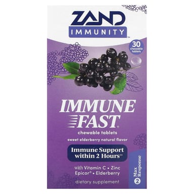Бузина Zand Immunity Immune Fast, вкус Sweet Elderberry, 30 жевательных таблеток