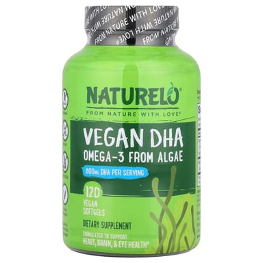 Омега-3 NATURELO Vegan DHA from Algae, 400 мг, 120 мягких капсул