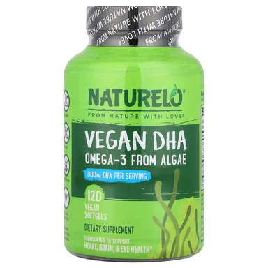 Фото товара: Омега-3 NATURELO Vegan DHA from Algae, 400 мг, 120 мягких капсул