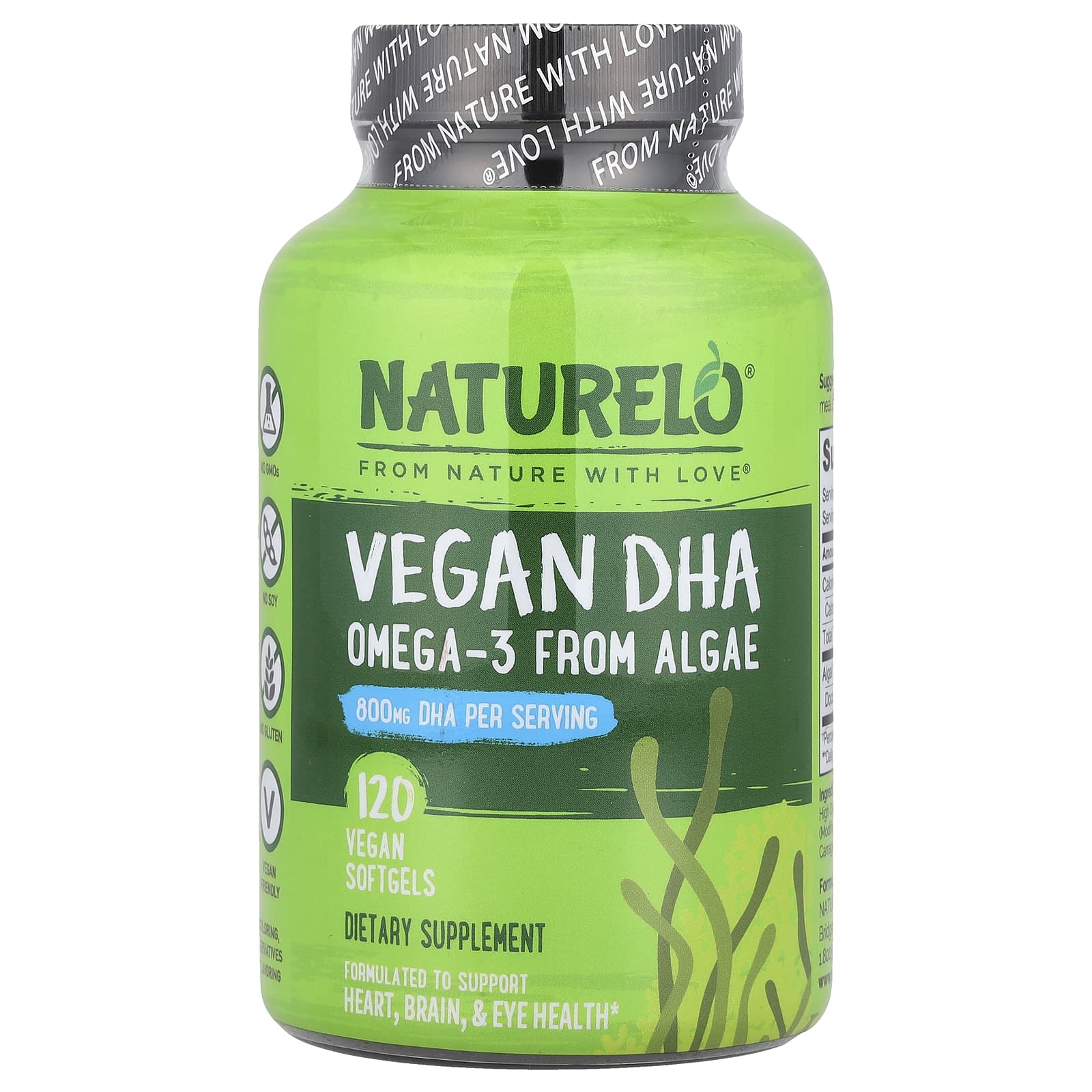 Омега-3 NATURELO Vegan DHA from Algae, 400 мг, 120 мягких капсул