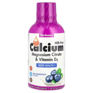 Магний цитрат Bluebonnet Nutrition Liquid Calcium & Vitamin D3, вкус Blueberry, 473 мл, жидкая форма