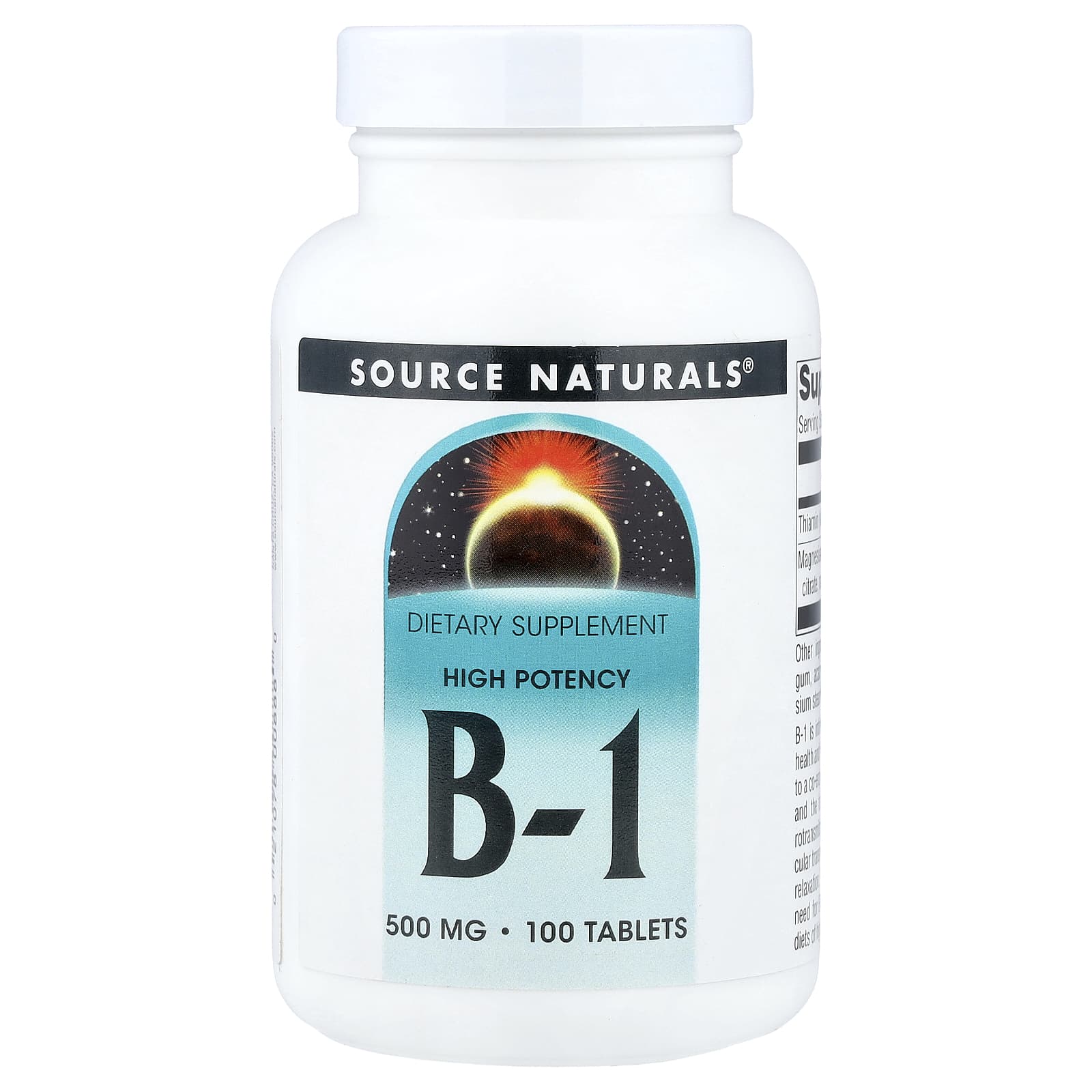 Витамин B1 Source Naturals High Potency, 500 мг, 100 таблеток