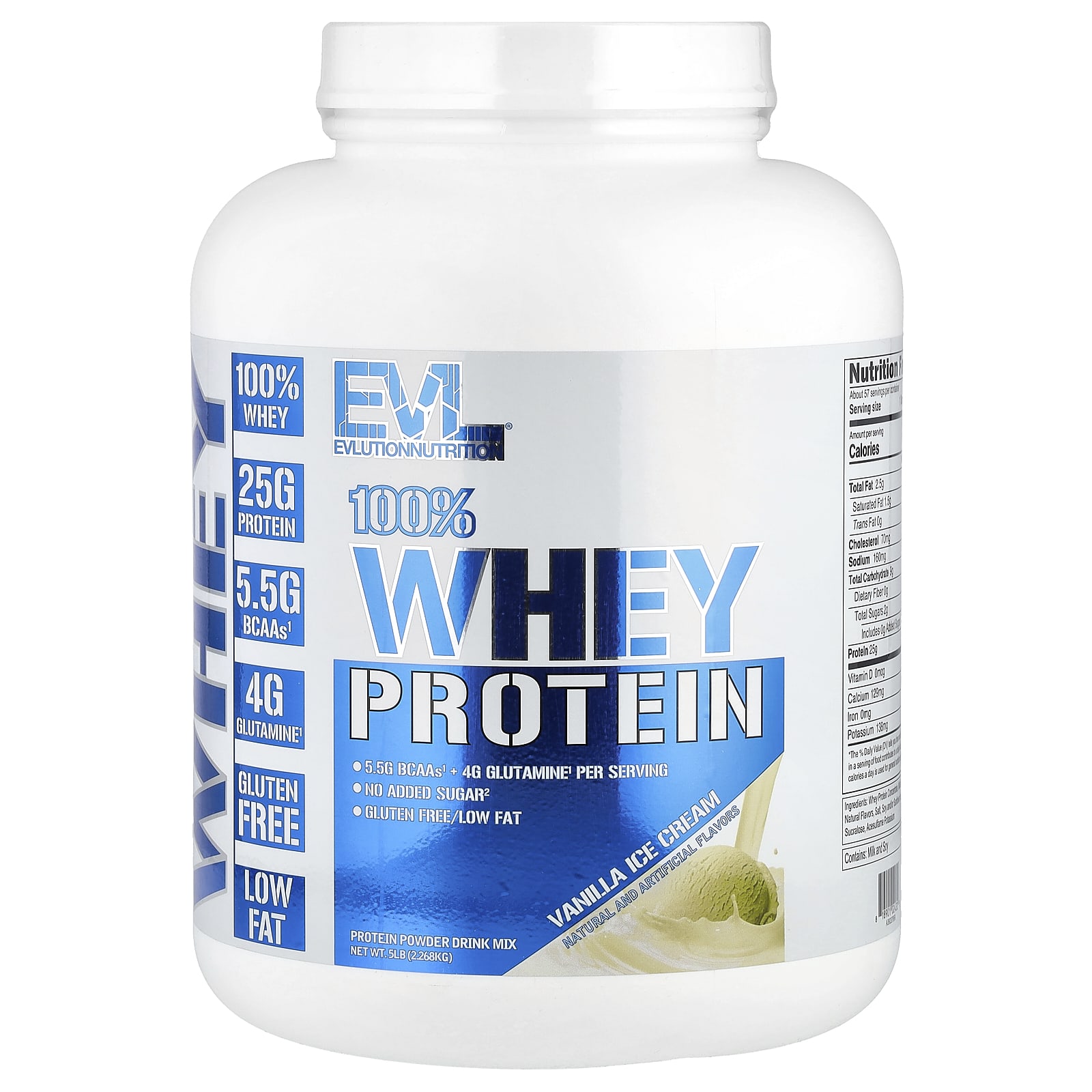 Сывороточный протеин EVLution Nutrition 100%, вкус Vanilla Ice Cream, 2268 кг