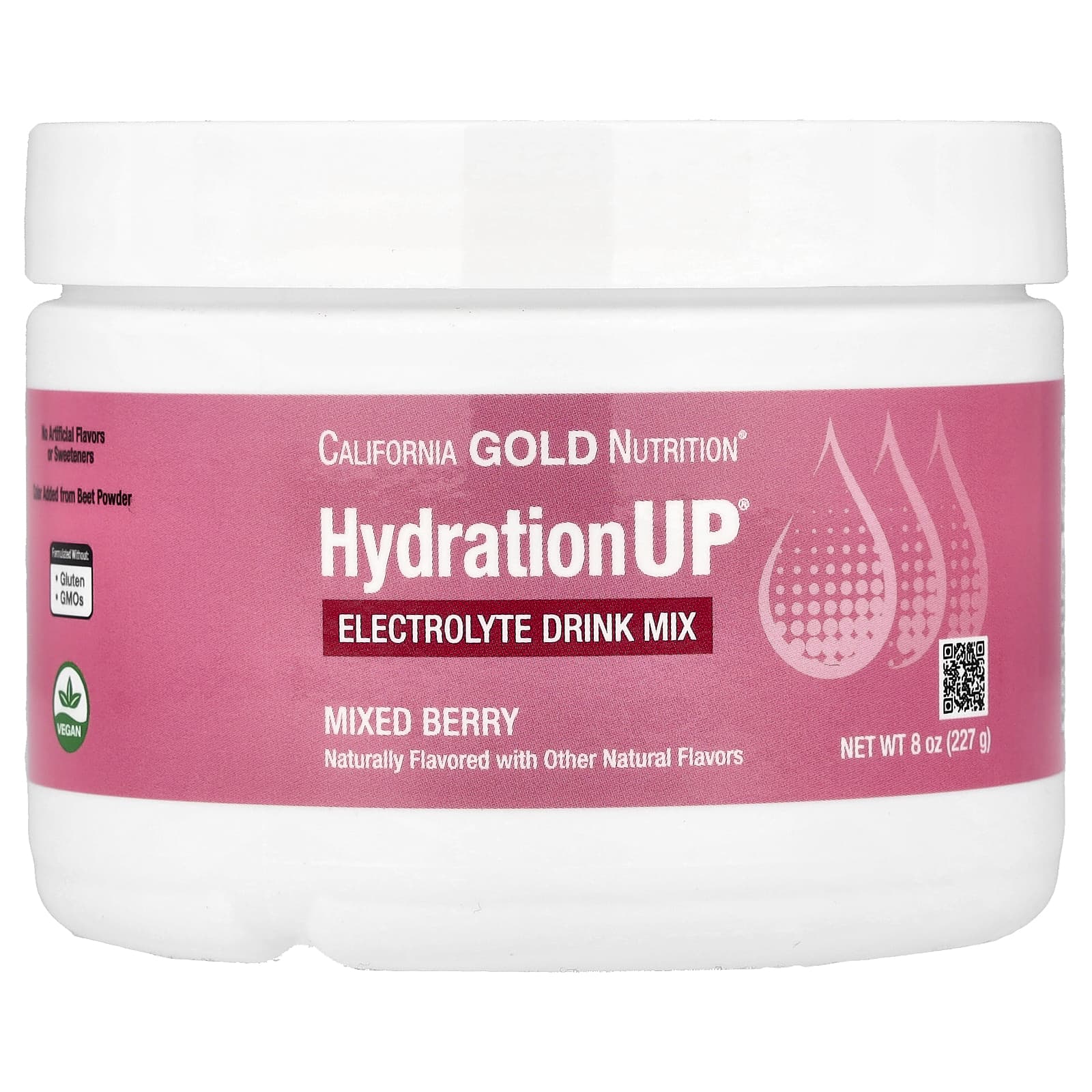 Калий California Gold Nutrition HydrationUP® Electrolyte Drink Mix with Calcium Vitamin C and Vitamin E, вкус Mixed Berry, 227 г, смесь для напитка — фото 5