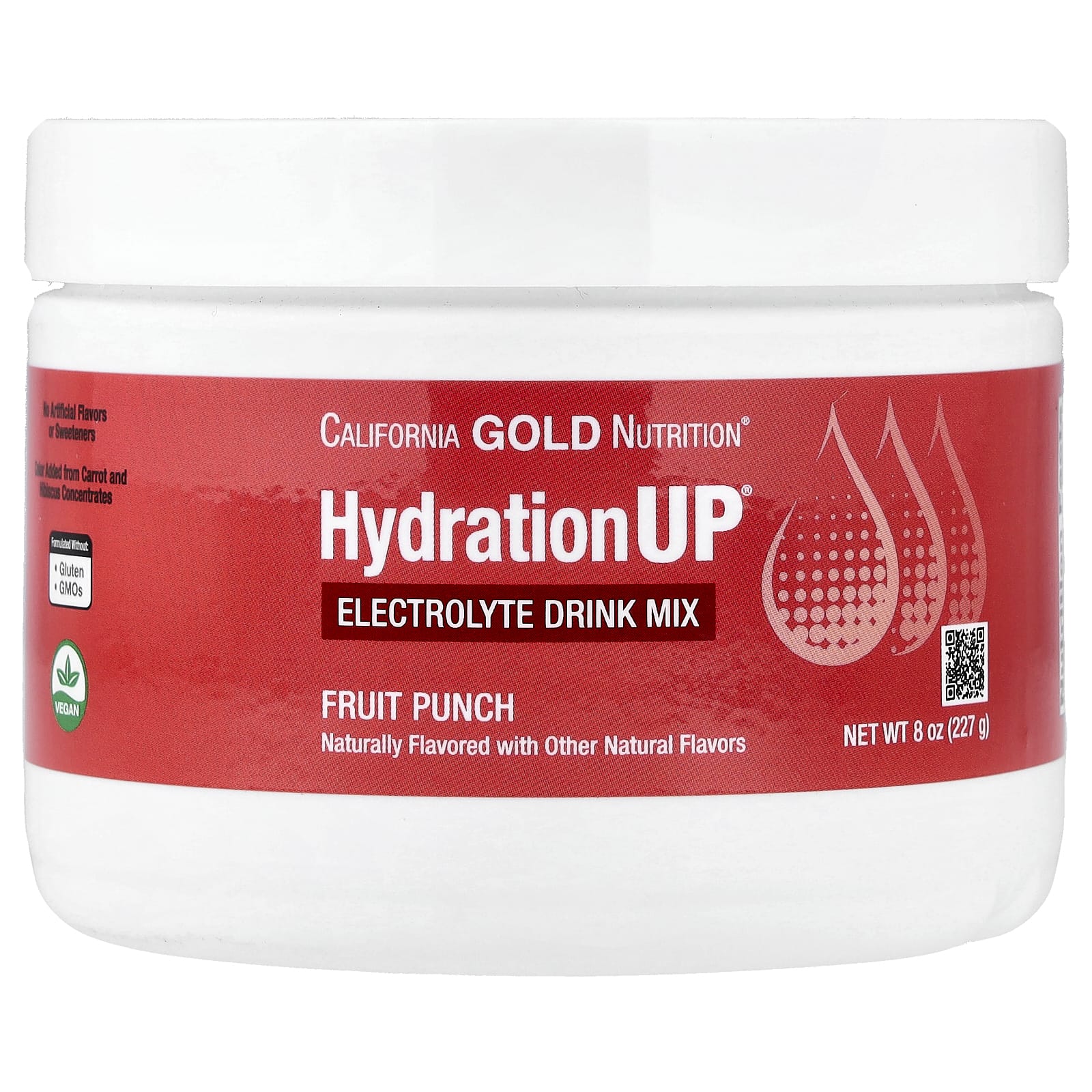 Калий California Gold Nutrition HydrationUP® Electrolyte Drink Mix with Calcium Vitamin C and Vitamin E, вкус Fruit Punch, 227 г, смесь для напитка — фото 4