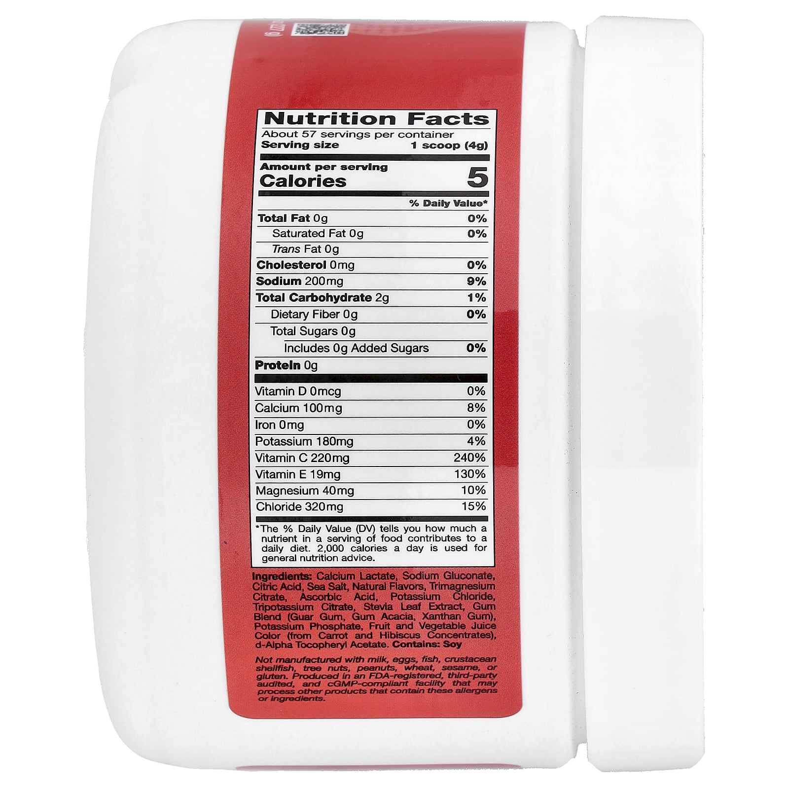 Калий California Gold Nutrition HydrationUP® Electrolyte Drink Mix with Calcium Vitamin C and Vitamin E, вкус Fruit Punch, 227 г, смесь для напитка — фото 5