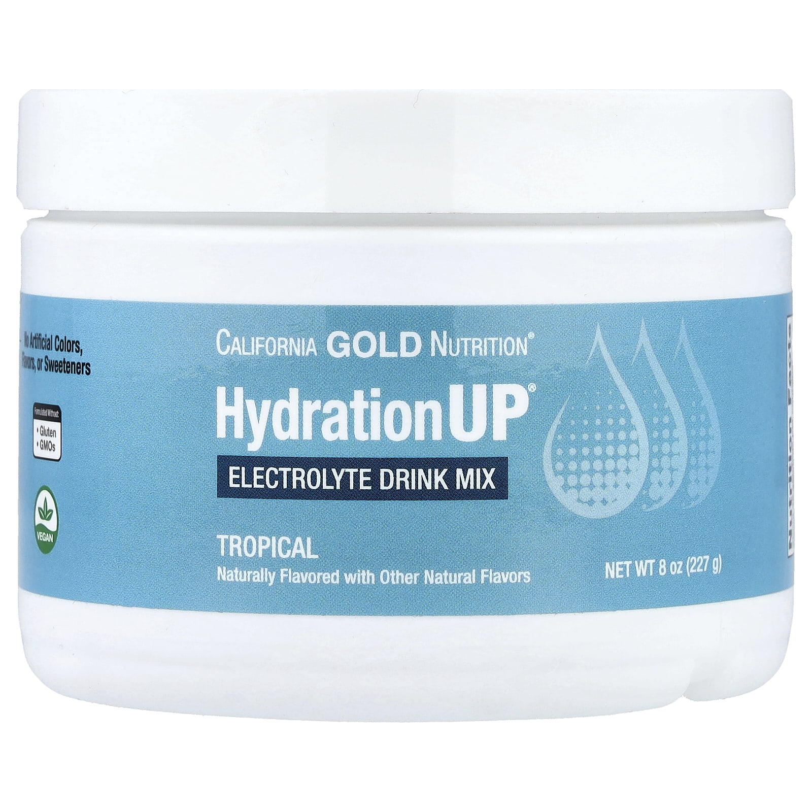 Калий California Gold Nutrition HydrationUP® Electrolyte Drink Mix with Calcium Vitamin C and Vitamin E, оттенок Tropical, 227 г, смесь для напитка — фото 6