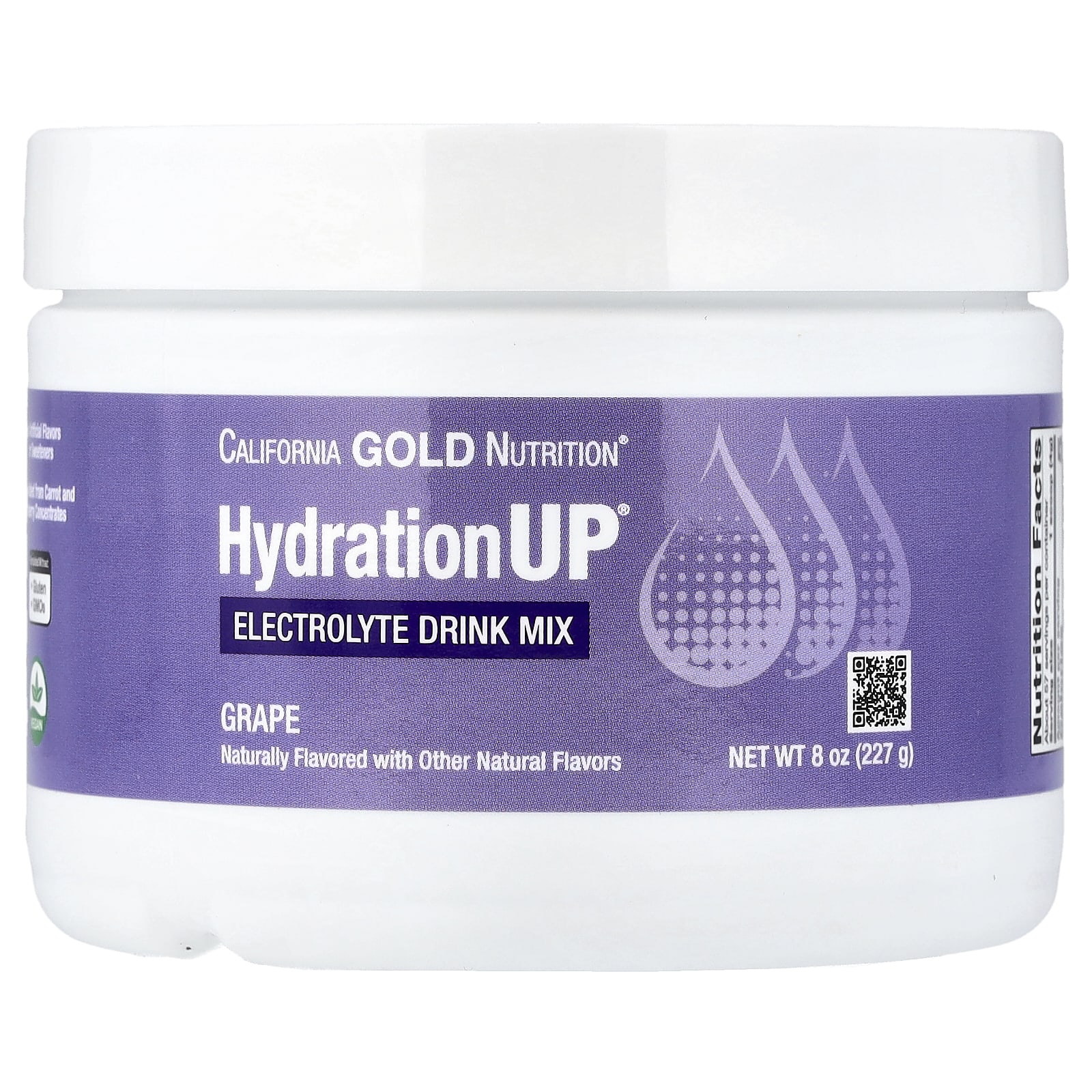 Калий California Gold Nutrition HydrationUP® Electrolyte Drink Mix with Calcium Vitamin C and Vitamin E, вкус Grape, 227 г, смесь для напитка — фото 4