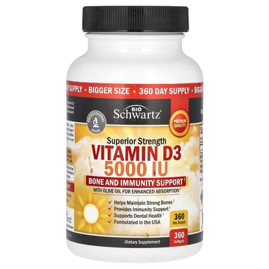 Витамин D3 BioSchwartz Superior Strength, 5000 МЕ, 360 мягких капсул