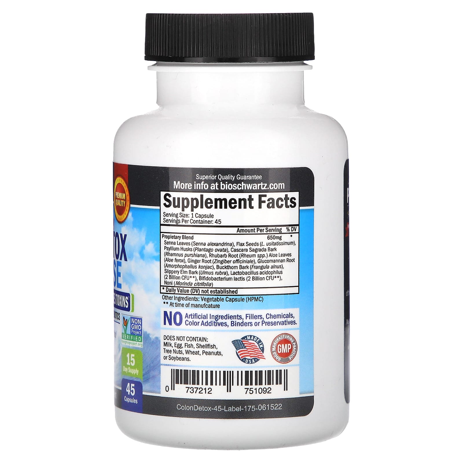 Детокс и очищение кишечника BioSchwartz, 45 капсул