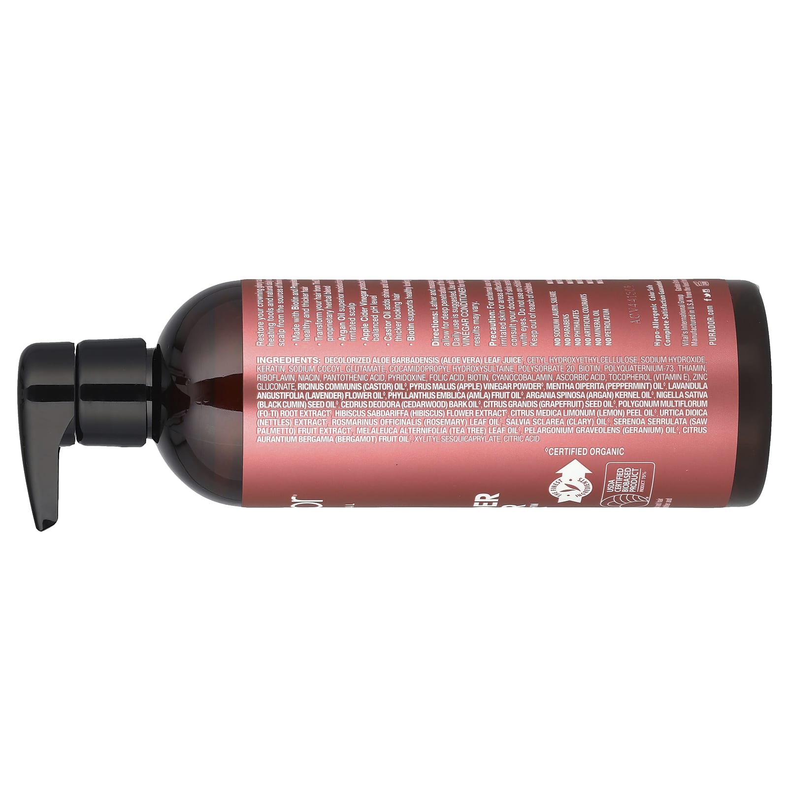 Яблочный уксус Pura D'or Thin2Thick™ Shampoo, вкус Apple Cider Vinegar, 473 мл — фото 2