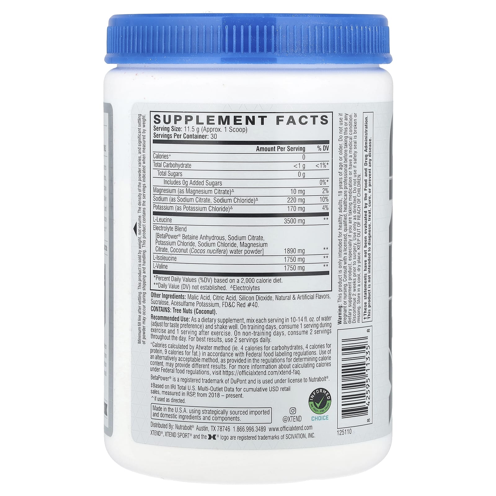 BCAA XTEND Sport®, вкус Strawberry Kiwi Splash, 7 г, 345 г — фото 2