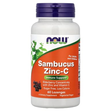 Бузина NOW Foods Zinc-C, 60 пастилок