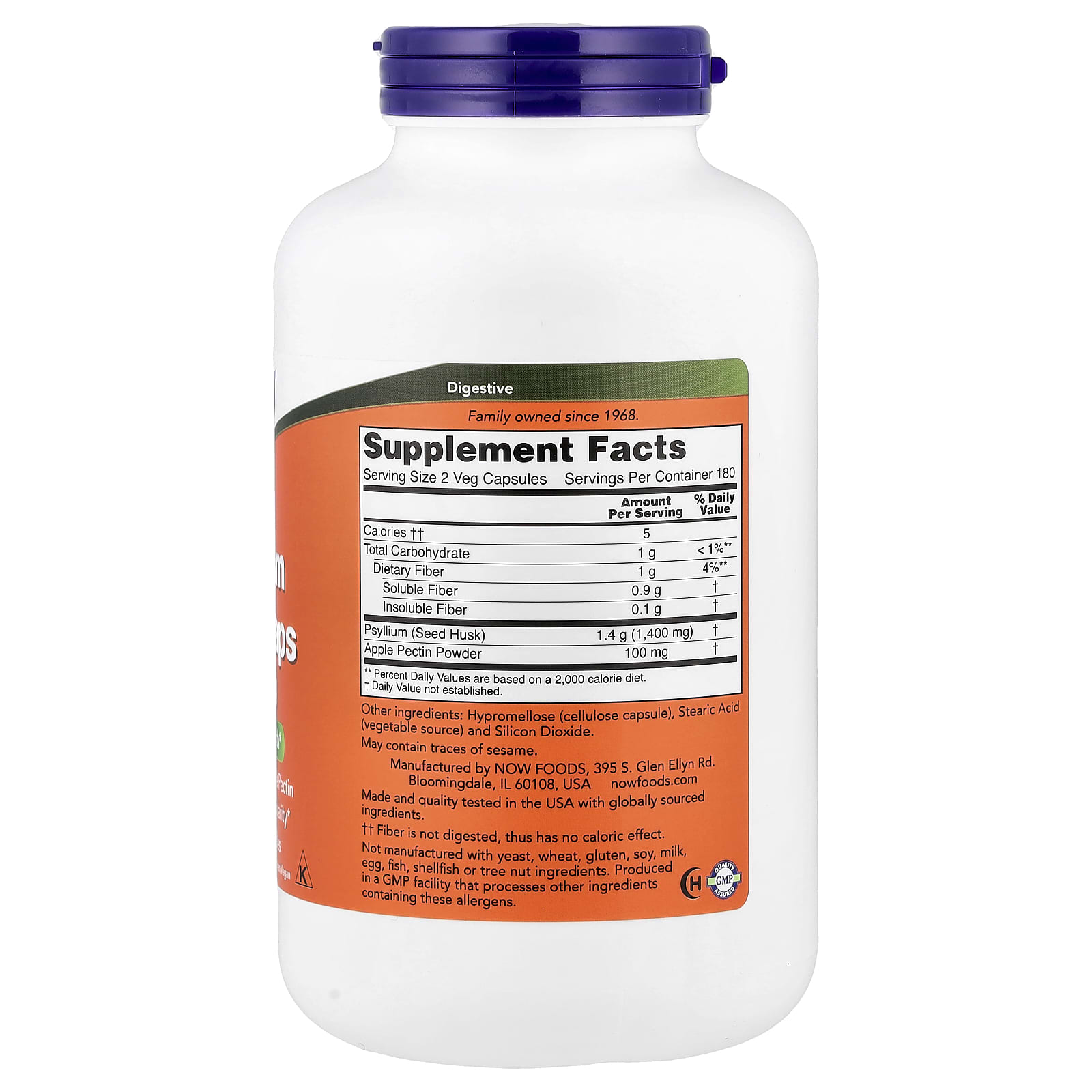 Капсулы шелухи подорожника NOW Foods, 700 мг, 360 растительных капсул — фото 6