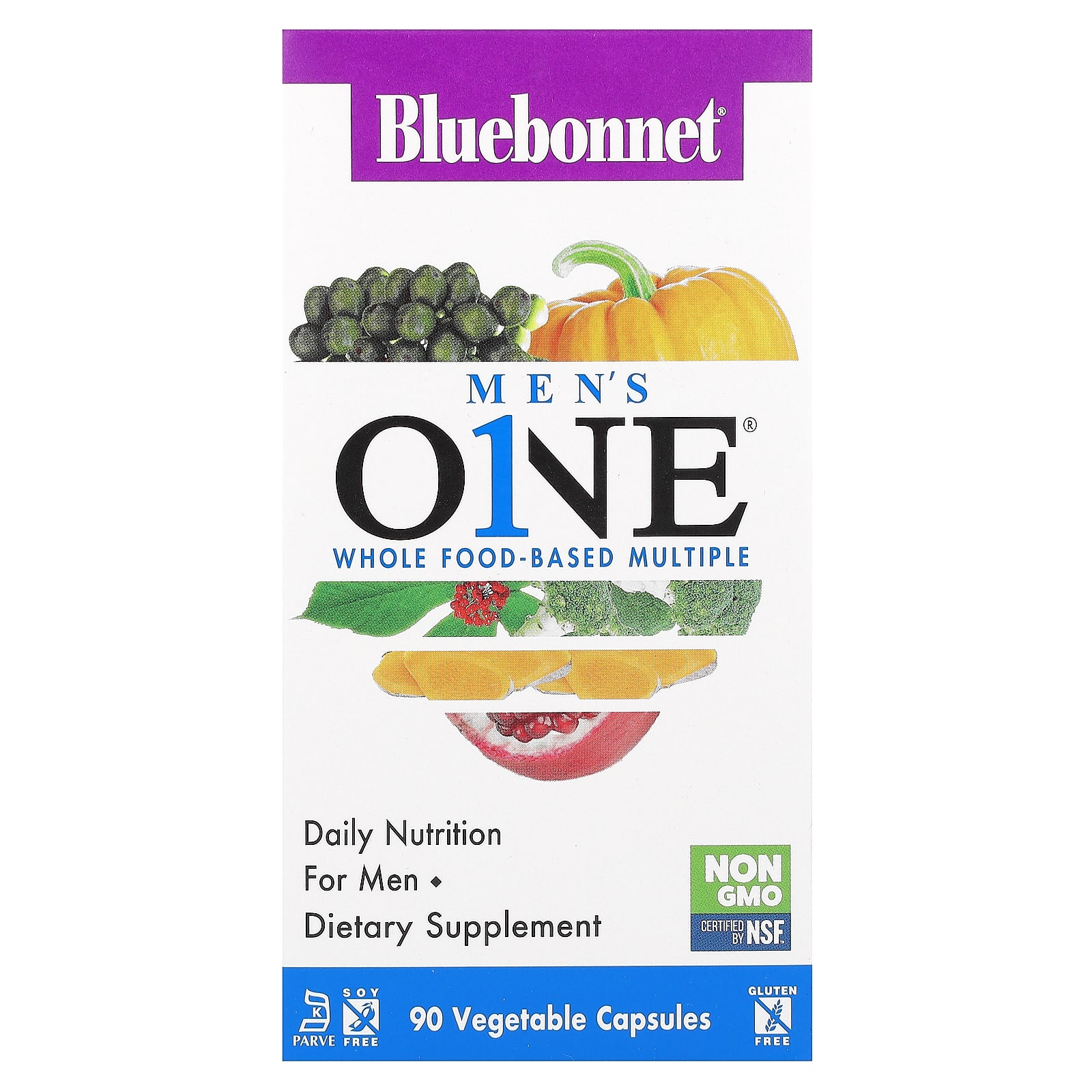 Мужские мультивитамины Bluebonnet Nutrition Whole Food-Based Multiple, 90 растительных капсул