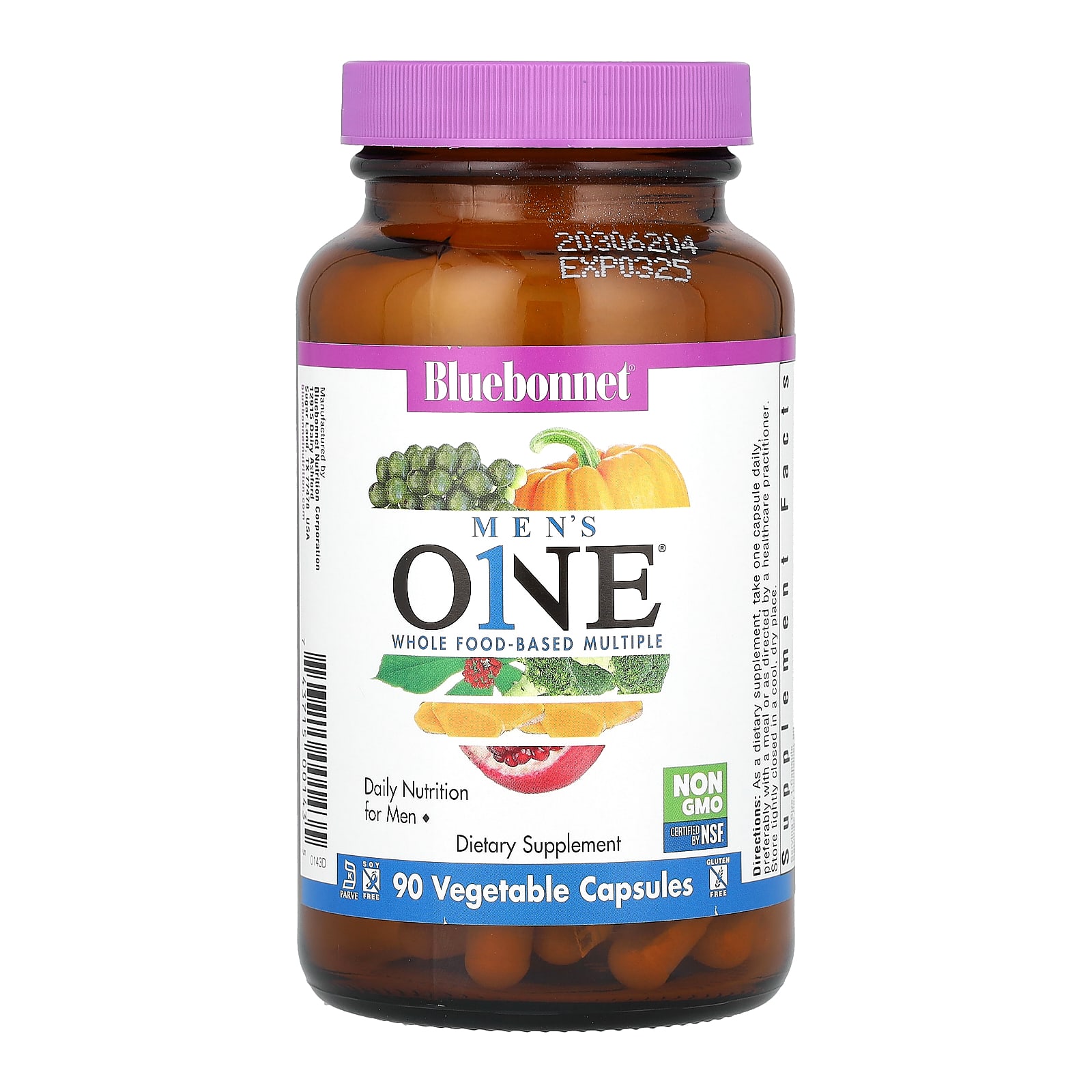 Мужские мультивитамины Bluebonnet Nutrition Whole Food-Based Multiple, 90 растительных капсул — фото 3