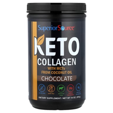 Шоколад Superior Source Keto Collagen Powder with MCTs, вкус Chocolate, 397 г, порошок