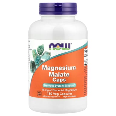 Магний малат NOW Foods Caps, 95 мг, 180 растительных капсул