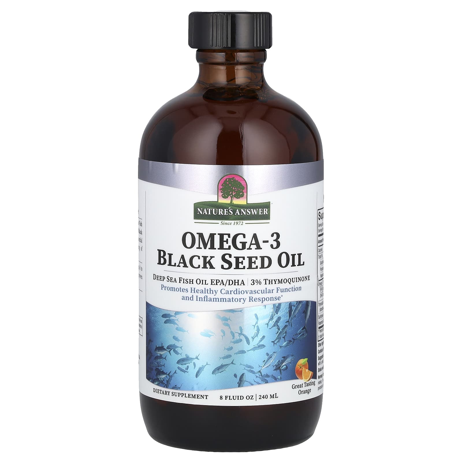 Масло черного тмина Nature's Answer Omega-3, вкус Orange, 240 мл