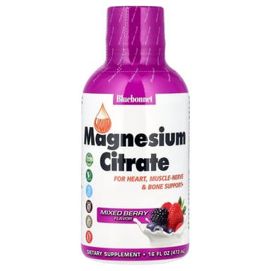Магний цитрат Bluebonnet Nutrition Liquid, вкус Mixed Berry, 473 мл, жидкая форма