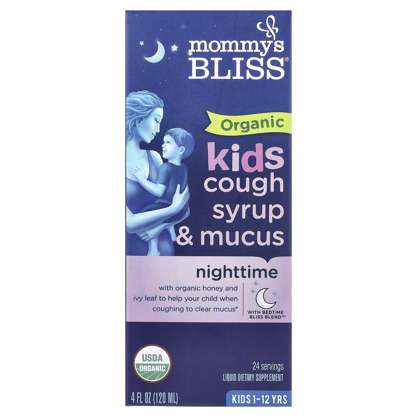 Сироп Mommy's Bliss Organic Cough & Mucus Night Time, оттенок 1-12 Yrs, 120 мл — фото 2