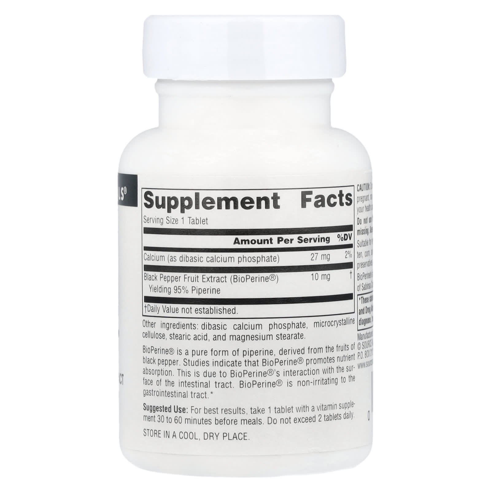 BioPerine (экстракт чёрного перца) Source Naturals®, 10 мг, 120 таблеток — фото 2