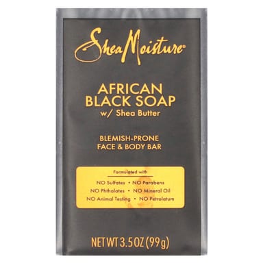 Мыло SheaMoisture African Black Soap with Shea Butter Blemish Prone Face & Body, 99 г