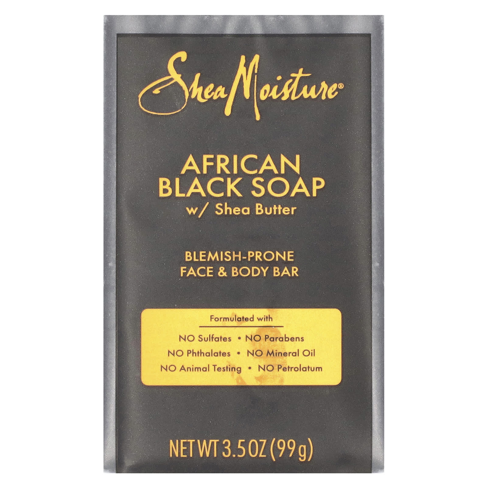 Мыло SheaMoisture African Black Soap with Shea Butter Blemish Prone Face & Body, 99 г