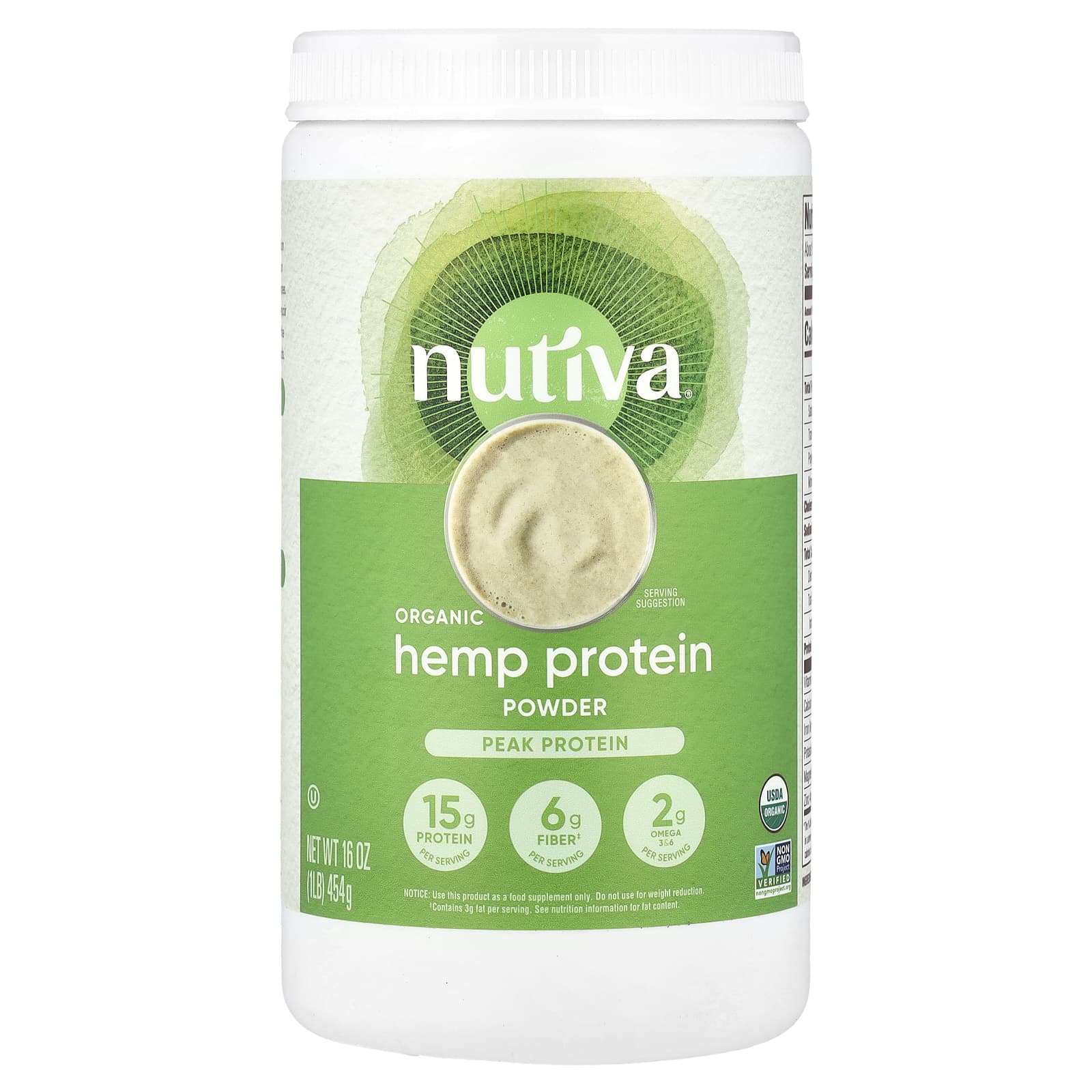 Протеиновый порошок Nutiva Organic Hemp, 454 г