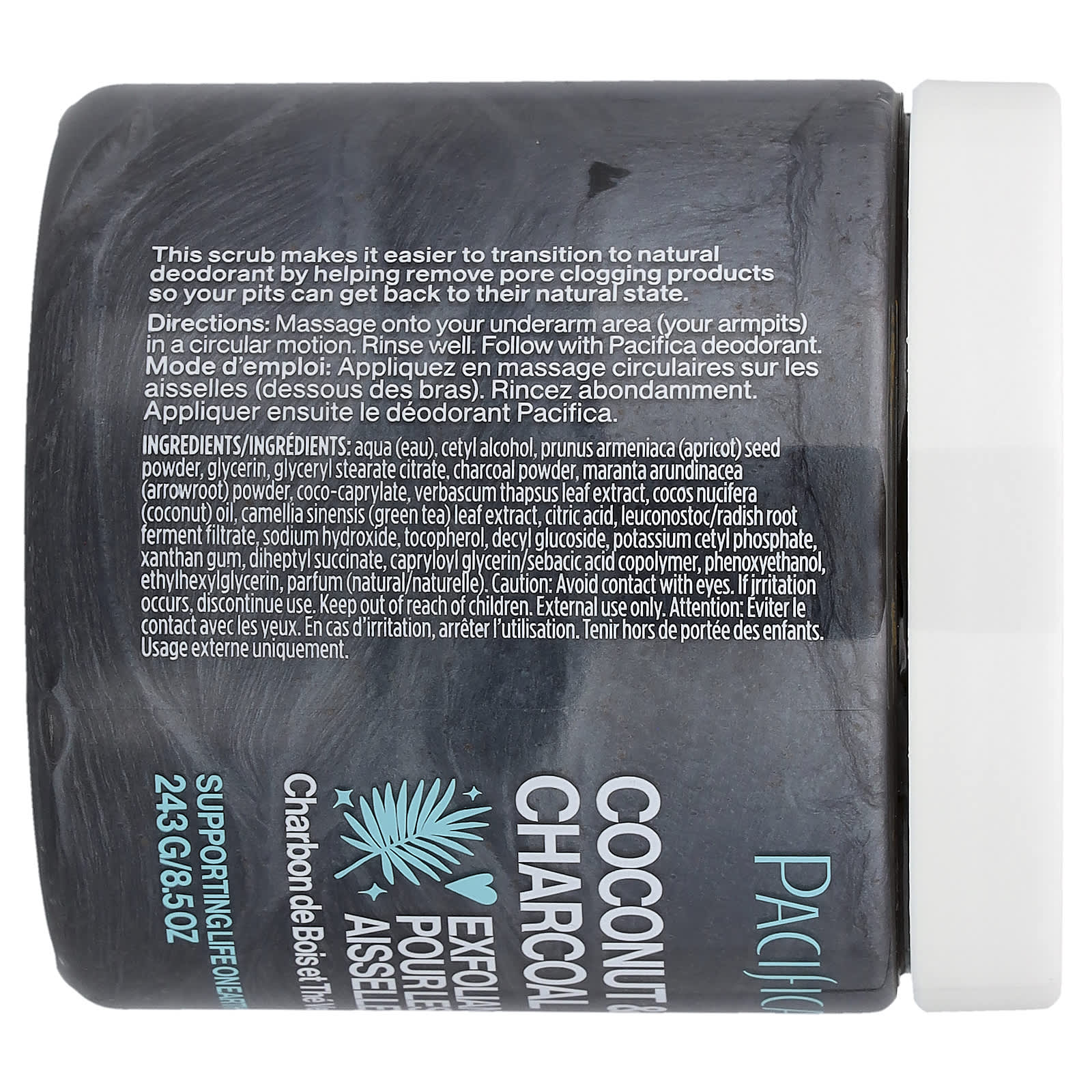 Скраб Pacifica Underarm Detox, вкус Coconut & Charcoal, 243 г — фото 3
