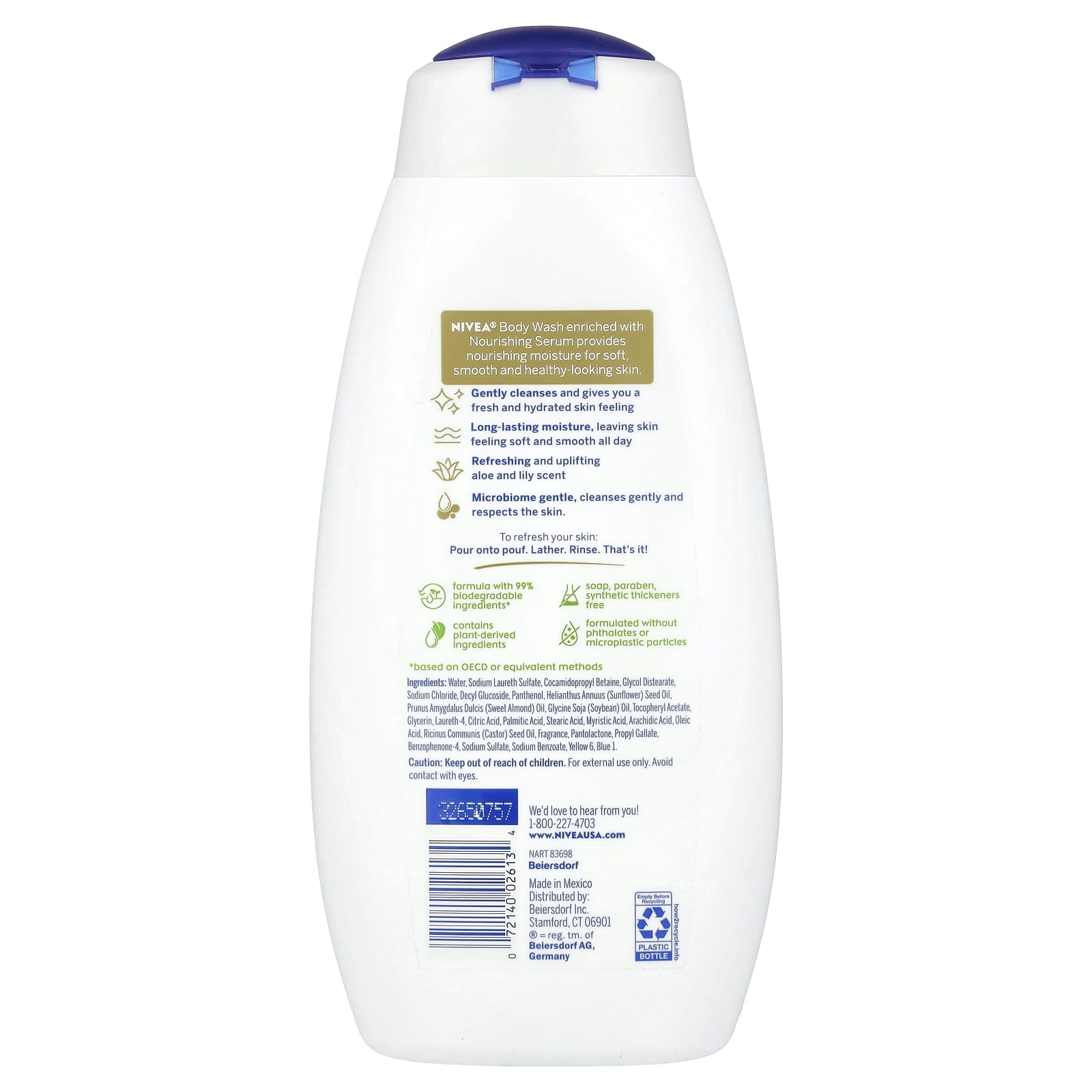 Гель для душа Nivea Refreshing Fresh Aloe & Lily, 591 мл — фото 2